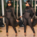 C5345 cross-border new arrival: sexy see-through striped bodysuit with long sleeves and pants - perfect for  and