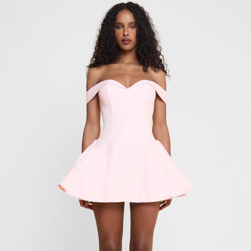 fall/winter european and american fashion: new cross-border sexy bandeau one-shoulder slim-fit mini dress
