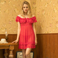 Export fashionsexyintimates women's lace temptation sexy pajamas one shoulder see-through pajamas nightgown 9415