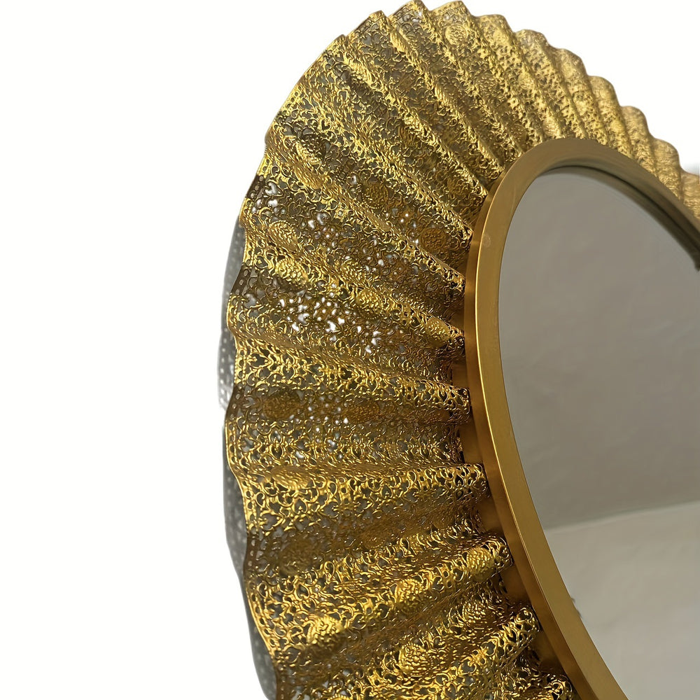 Golden retro european mirror - exquisite palace-style carved decor for living room, bedroom, or entryway - elevate your home's style