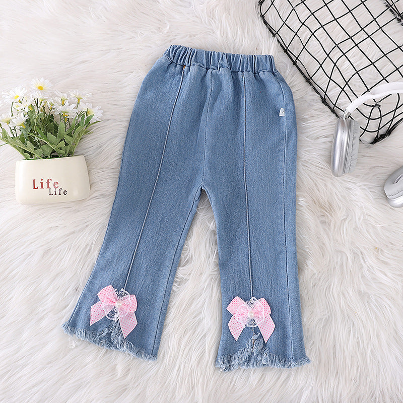 Girls' flare jeans - spring/autumn  new collection - slightly stretchy, mid-rise, stylish denim flare pants for trendy kids and toddlers