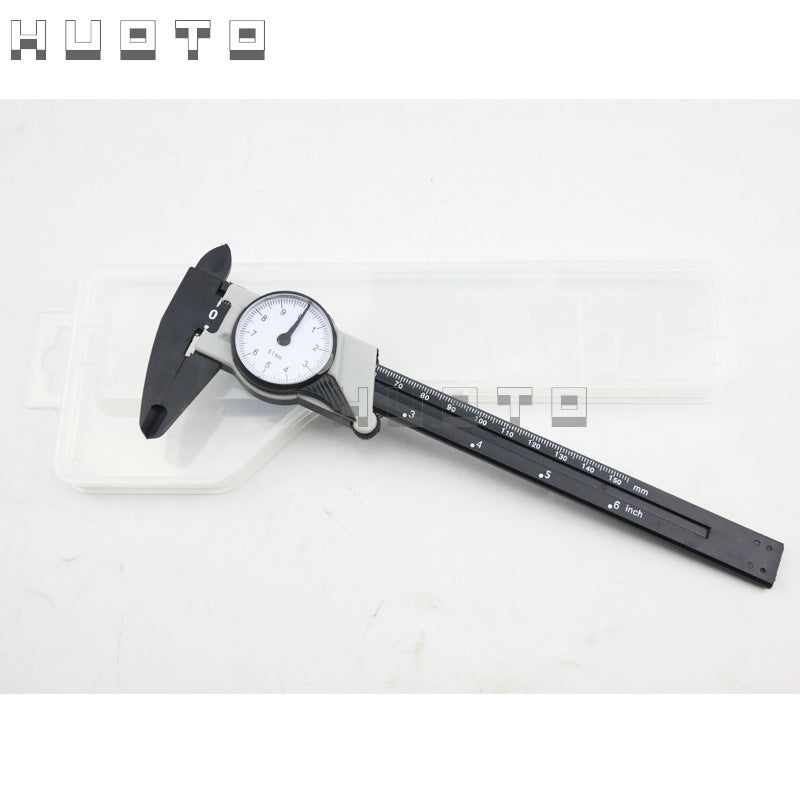 HUOTO 150MM 0.1 plastic box, plastic with watch caliper, plastic watch card, vernier caliper