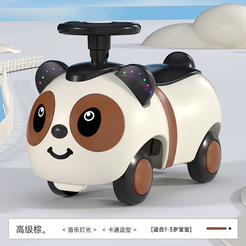 New children's panda yo-yo car baby four-wheel scooter 1-5 years old children's toy car twist car peanut car