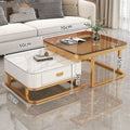 Accessible luxury coffee table living room for home modern casual small apartment popular square glass slate tv cabinet combination coffee table