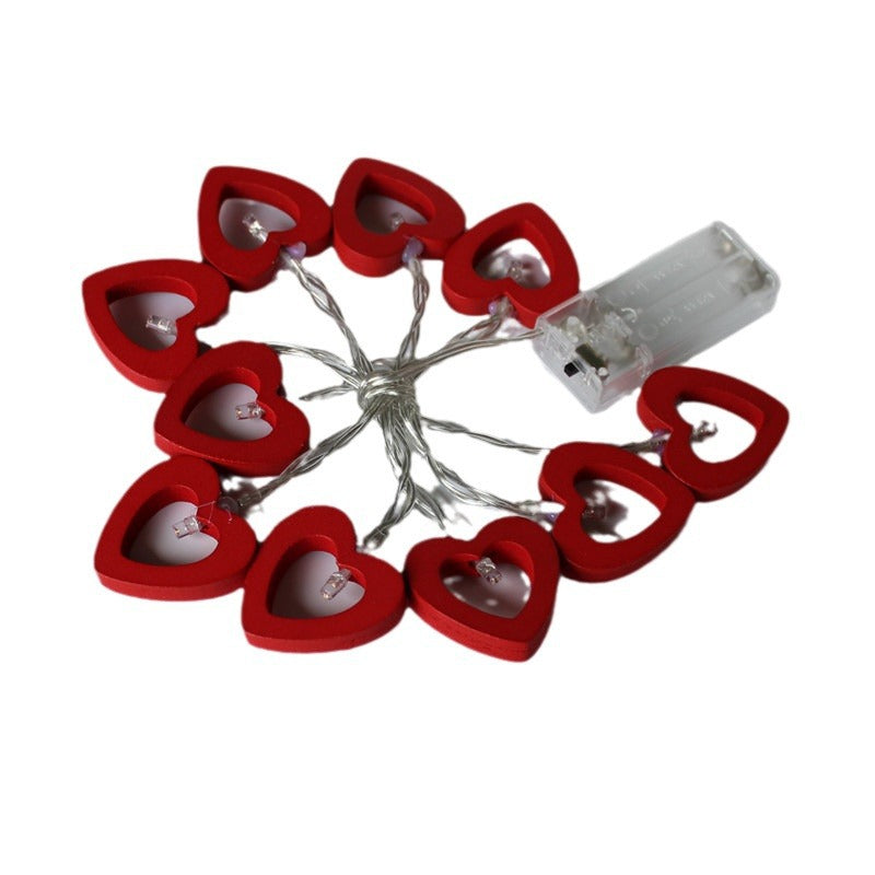 Cross-border e-commerce wooden heart-shaped five-pointed star LED light string USB battery box shape decorative led light strip