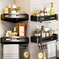 Bathroom black corner shelf, no punching, bathroom, washroom, bathroom, storage rack, tripod, corner storage rack