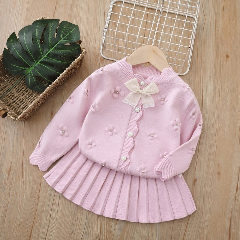 Girls' cardigan set - new autumn  collection: adorable girls' sweater and skirt set
