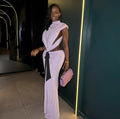 European and american cross-border women's fashion:  autumn new collection - solid color sleeveless stand collar open back top & sexy midi skirt two-piece set