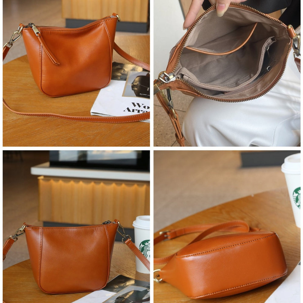 Genuine leather bag women's 2024 spring and summer new arrivalclassy niche small toe first layer cowhide women's bag shoulder crossbody bag