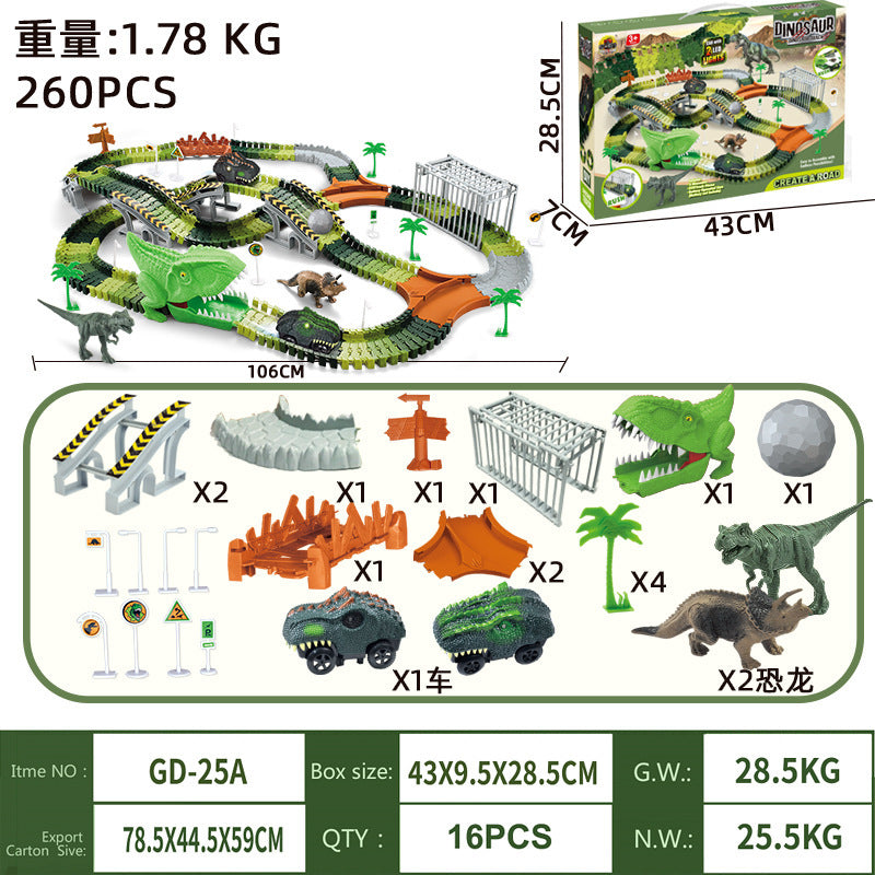 new arrival volcano electric spray dinosaur track assemble variety shape sound and light toy educational boy toy