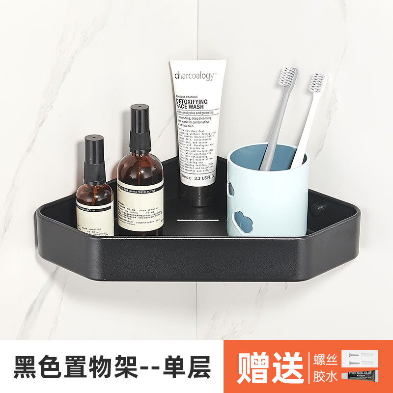 Integrated tripod, bathroom rack, wall hanging, no punching, bathroom cosmetics storage, space aluminum corner shelf