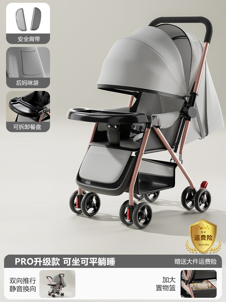 Baby stroller - convertible pushchair, lightweight & foldable, one-click fold, four-wheel design for easy walking, suitable for ages 0-3 years