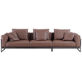 Retro industrial style down leather sofa living room simple straight row italian accessible luxury leather sofa carbon stainless steel frame