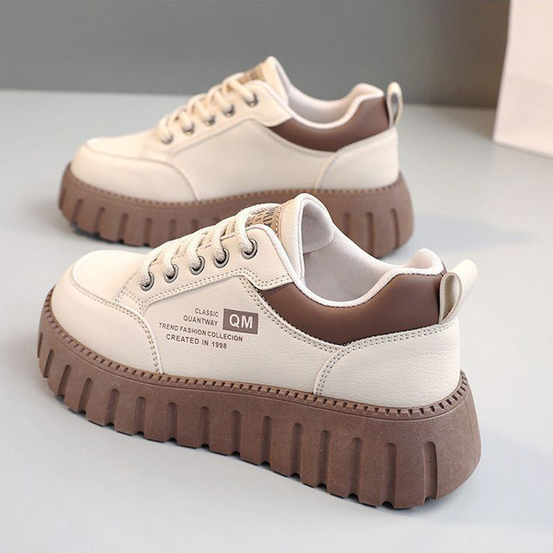 Spring soft sole sneakers women 2025 new versatile ins trendy skate shoes thick sole height increasing fashion casual trendy shoes