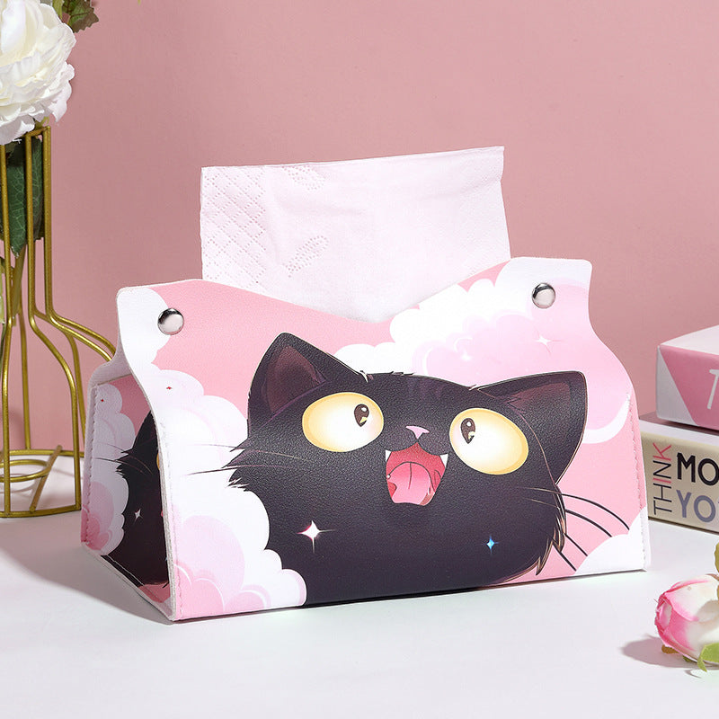 Pinxixi Hot Sale Cartoon Drawing Carton Cat Printing Tissue Box Household Multifunctional Candy Box Gift Box Waterproof
