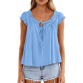 fashioneleganttie backrufflesshirt women's  summer new arrivalfashion pleated tops