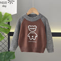 Kids' fleece-lined sweater:  winter collection - thickened pullover knit top, korean style, boys' crew neck wool sweater