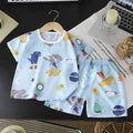Summer children's cotton silk short-sleeve set: boys' loungewear, girls' cotton silk pajamas, baby air conditioning suit, wholesale children's clothing