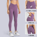 European and american new style criss-cross waistband women's sports leggings - seamless, high-stretch, butt-lifting, cropped yoga pants dl199
