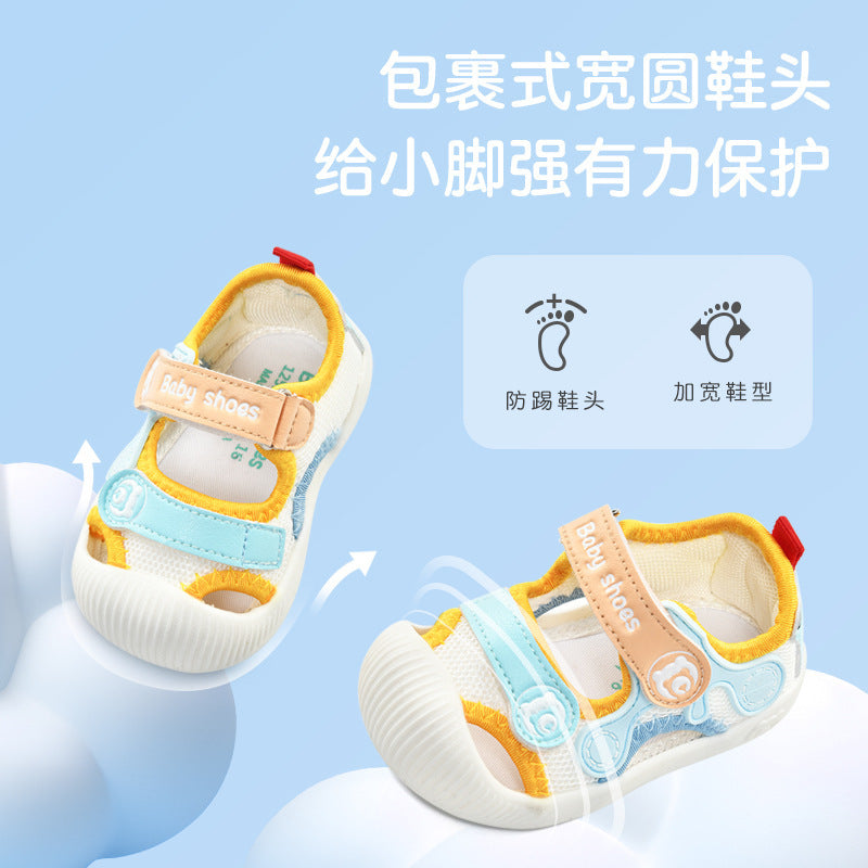 Baby sandals for girls, summer first walker shoes, 0-1-2 years old infant anti-slip soft sole mesh shoes for babies and toddlers, boys' shoes