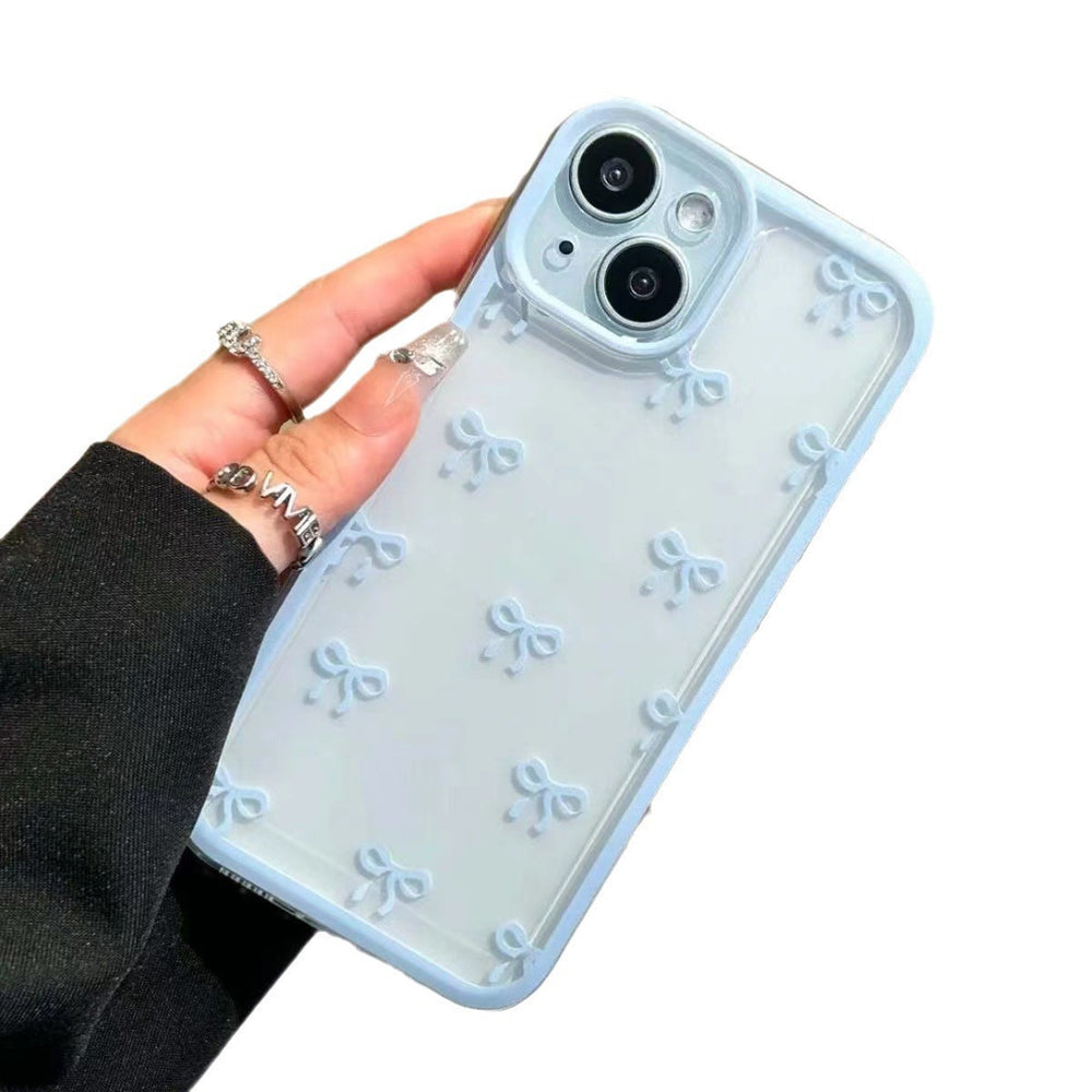 Pink bowknot space case for iphone 17, high-transparency shockproof soft case with heart-shaped sides for iphone 16 and 15