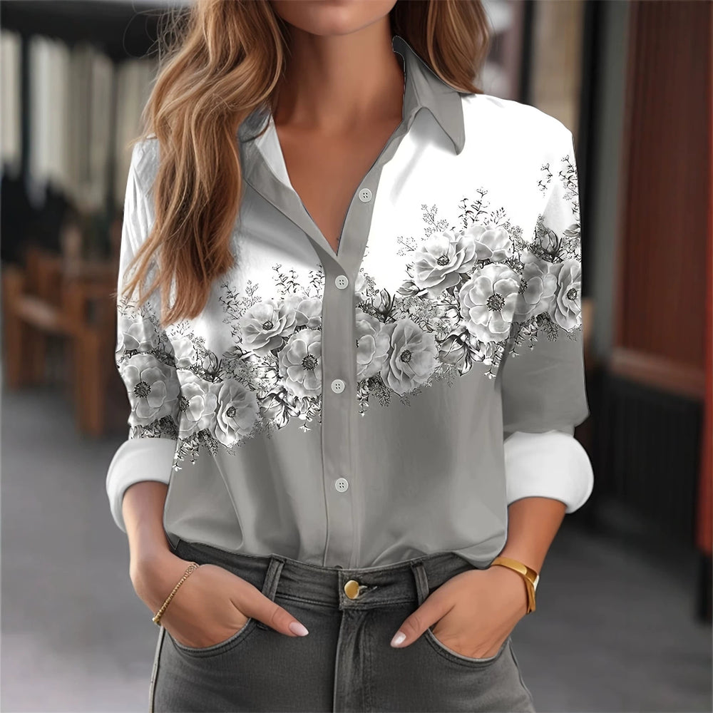 wholesale women's long-sleeved shirts, trendy all-season shirts with popular cross-border print designs, dropshipping available