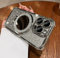 Four-corner airbag case for apple 17 pro max, anti-drop minimalist iphone 15 mirror stand protective cover