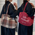 autumn/winter hot-selling double-sided backpack - women's niche plaid design shoulder bag - large capacity versatile tote bag