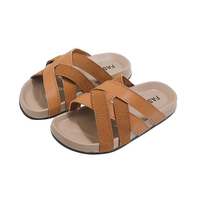 Boys' cork sandals - new summer open-toe kids' shoes - indoor/outdoor soft sole sandals - big & tall boys' flip-flops