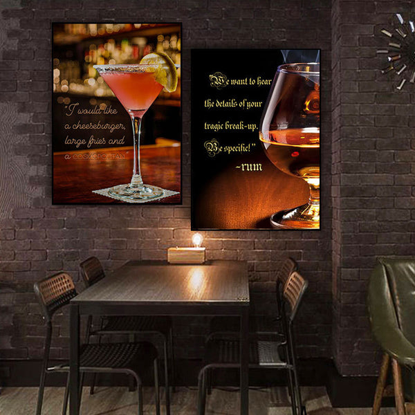 Cocktail decoration painting bar bar light bar feasting whiskey poster mural foreign wine tobacco wine shop wine glass hanging painting