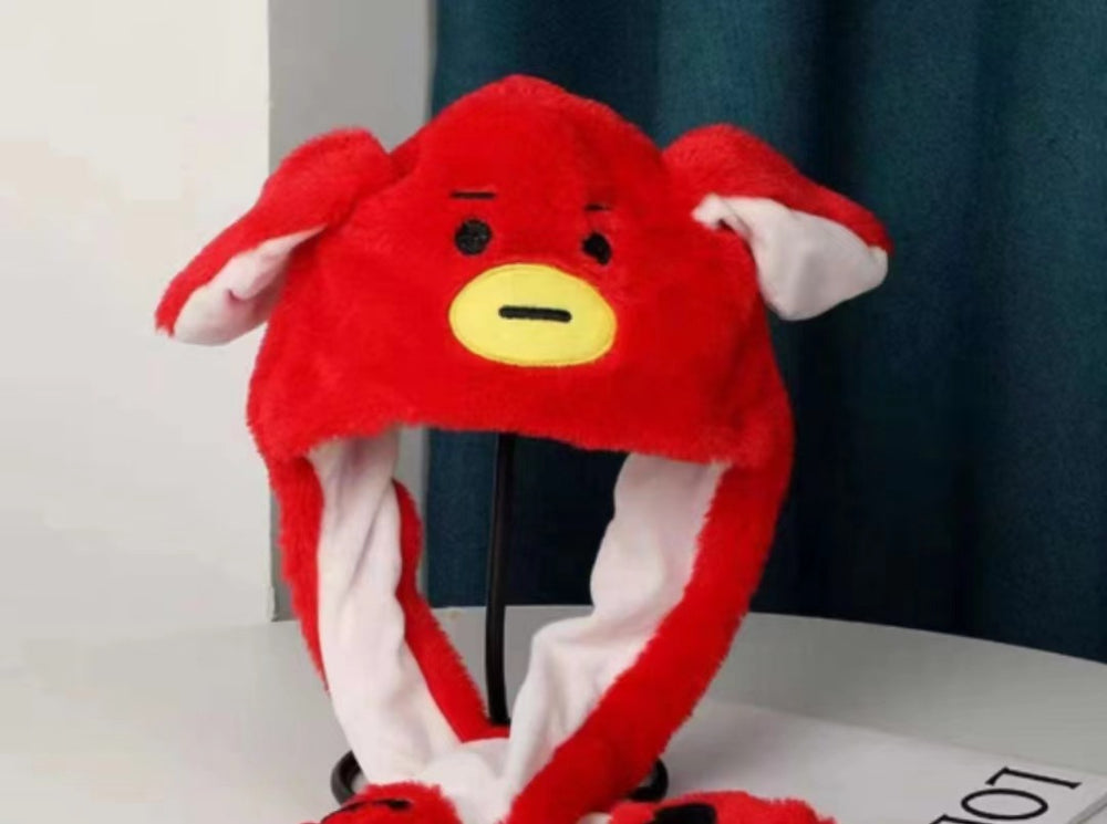 popular airbag that can move when pinching the ears, cartoon rabbit hat, various wholesale luminous children's toys, family hats