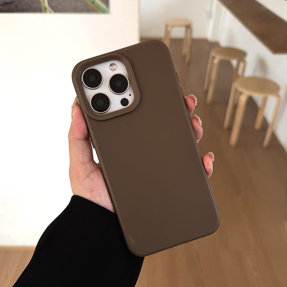 Skin-feeling solid color glutinous rice shell suitable for apple 18promax anti-fall mobile phone case iphone17 all-inclusive protective cover 15