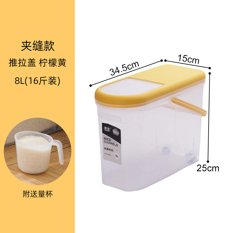 Household rice bucket insect-proof and moisture-proof sealed rice jar 10kg covered kitchen rice storage box flour rice storage box
