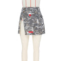 "vip exclusive" cross-border e-commerce source factory: european and american style camouflage slit patchwork mini skirt