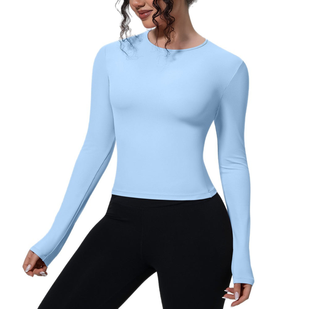new arrival sports nude waist silmlong sleeves breathable yoga clothes t-shirt running training fitness tops for women