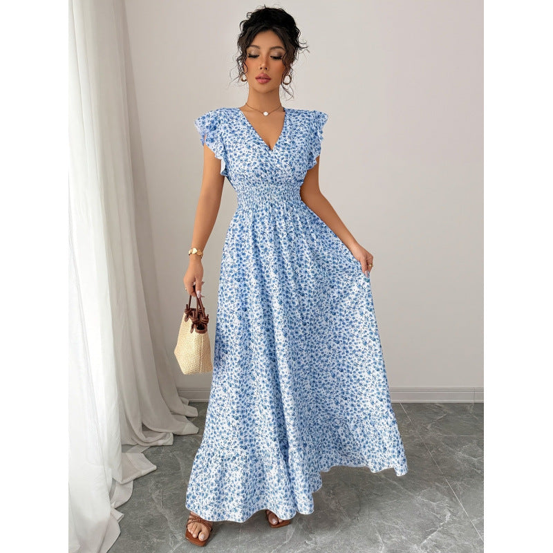 code new arrival  women's original elegance small floral dress waist olive