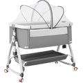 Aluminum alloy baby crib convertible to big bed, multifunctional portable folding children's bed, newborn baby bed, cradle