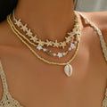 Bohemian shell pendant wholesale cross-border ocean style starfish beaded rope chain women's unique design jewelry necklace