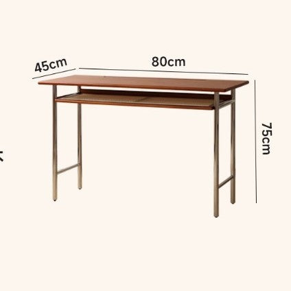 Narrow solid wood desk for study, retro home office computer desk, mid-century modern style, nordic small apartment student writing desk