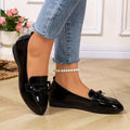 export british style women's leather loafers - new  collection, versatile flat heel, slip-on with bow detail, plus size available