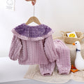 Girls' fleece-lined autumn/winter set: cute, thickened, warm coral fleece casual loungewear for girls - two-piece thick set