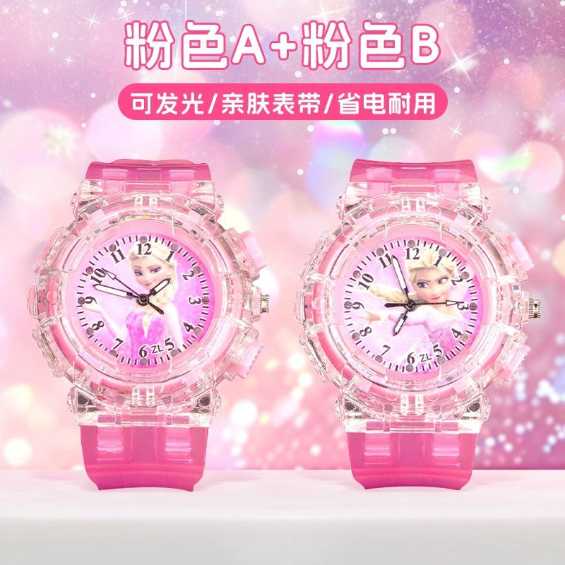 Elsa princess kids watch - girls' luminous electronic watch, cartoon toy, preschool 3-6 years old, waterproof night light