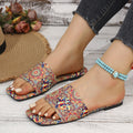 plus size flat sandals women's ethnic style summer new breathable printed open toe roman style sandals and slippers