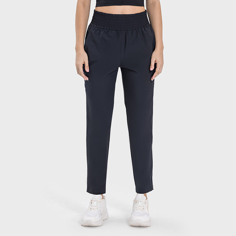 New outdoor skin-friendly ice silk thin moisture-wicking yoga fitness straight-leg pants slim fit running sports trousers women's dss073