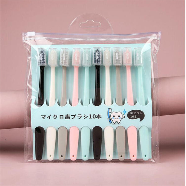 Japanese Macaron toothbrush bacteriostatic fine hair household adult men's and women's combination pack 10 home toothbrushes household pack