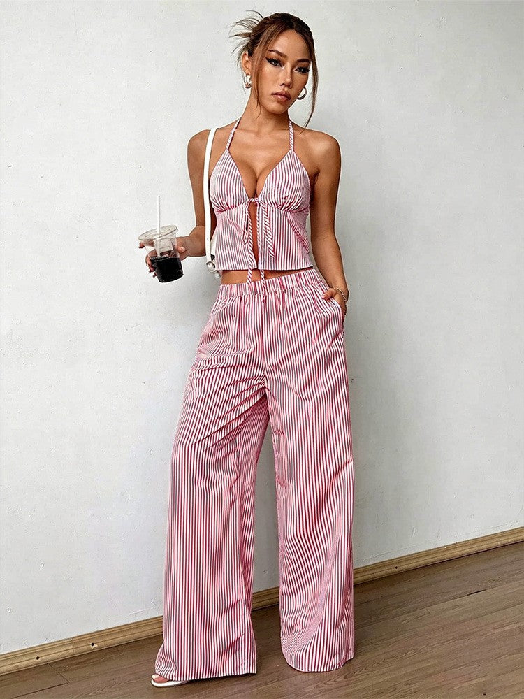 american suitstripes vest and stretch straight-leg pants casualtwo-piece set direct supply