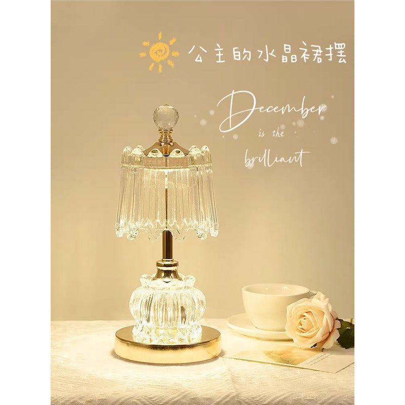 Luxury table lamp bedroom bedside lamp -  new trendy, high-end crystal ambient rechargeable night light