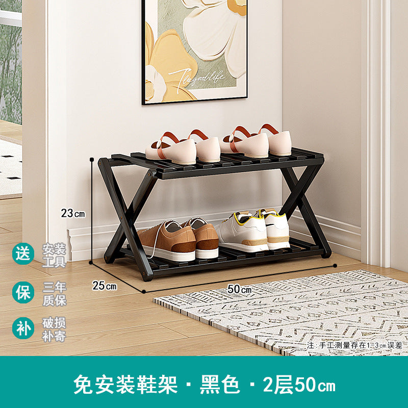 Shoe rack simple door for home multi-layer storage space-saving corner small dust-proof narrow shoe cabinet free of installation