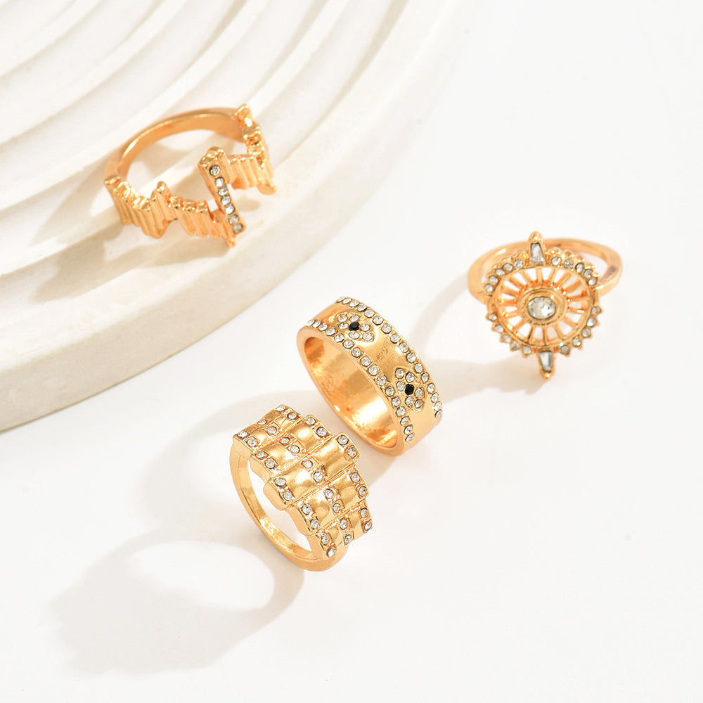hot-selling fashion diamond ring combination niche design round sun irregular geometric jewelry wholesale