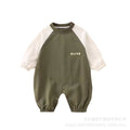 Spring/autumn romper - letter print raglan long sleeve newborn baby outfit - unisex baby jumpsuit - trendy baby bodysuit
